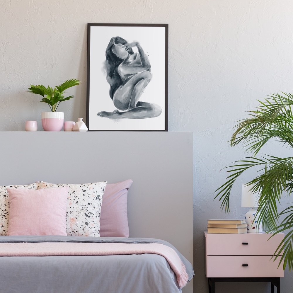 Abstract Nude Woman Watercolor Portrait  Print Poster Unframed - Picture 10 of 17